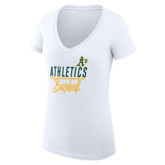 Athletics G-III 4Her by Carl Banks Women's Super-Slim Fit Lightweight Team Graphic V-Neck T-Shirt - MLB