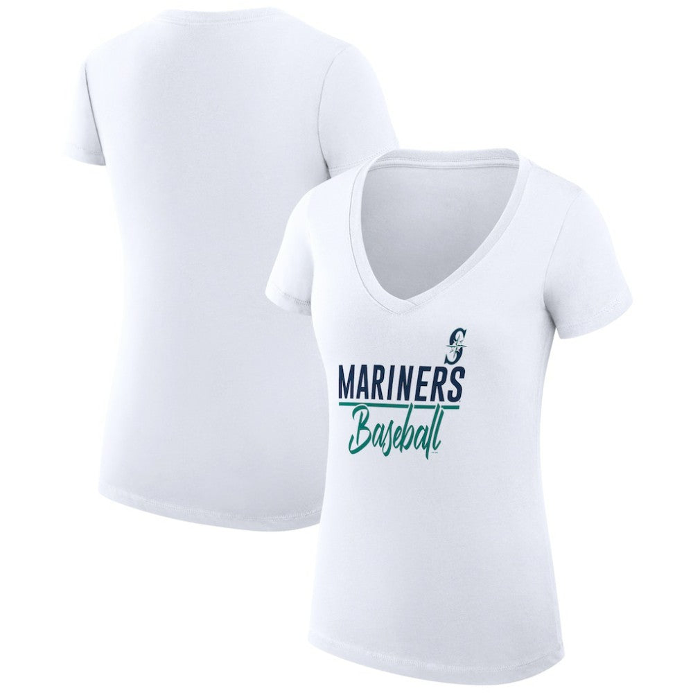 Seattle Mariners G-III 4Her by Carl Banks Women's Super-Slim Fit Lightweight Team Graphic V-Neck T-Shirt - MLB
