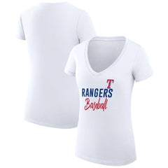 Texas Rangers G-III 4Her by Carl Banks Women's Super-Slim Fit Lightweight Team Graphic V-Neck T-Shirt - MLB
