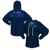 St. Louis Blues Fanatics Women's Jersey Lace-Up V-Neck Long Sleeve Hoodie T-Shirt - Navy - NHL