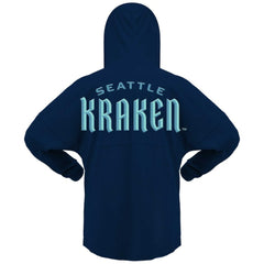 Seattle Kraken Fanatics Women's Jersey Lace-Up V-Neck Long Sleeve Hoodie T-Shirt - Deep Sea Blue - NHL