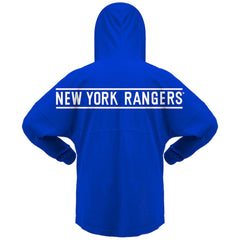 New York Rangers Fanatics Women's Jersey Lace-Up V-Neck Long Sleeve Hoodie T-Shirt - Blue - NHL