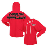 Carolina Hurricanes Fanatics Women's Jersey Lace-Up V-Neck Long Sleeve Hoodie T-Shirt - Red - NHL