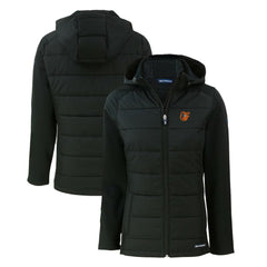 Baltimore Orioles Cutter & Buck Women's Evoke Hybrid Eco Softshell Recycled Full-Zip Hoodie Jacket - MLB