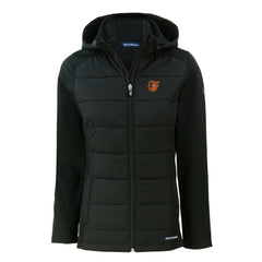 Baltimore Orioles Cutter & Buck Women's Evoke Hybrid Eco Softshell Recycled Full-Zip Hoodie Jacket - MLB