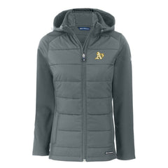 Athletics Cutter & Buck Women's Evoke Hybrid Eco Softshell Recycled Full-Zip Hoodie Jacket - MLB