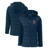 Boston Red Sox Cutter & Buck Women's Evoke Hybrid Eco Softshell Recycled Full-Zip Hoodie Jacket - MLB
