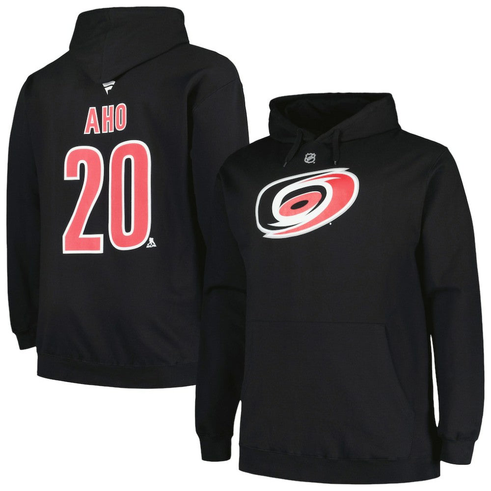 Sebastian Aho Carolina Hurricanes Profile Big & Tall Name & Number Pullover Hoodie - Black - NHL