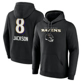 Lamar Jackson Baltimore Ravens Team Wordmark Pullover Hoodie Black | NFL