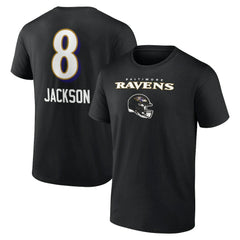 Lamar Jackson Baltimore Ravens Team Wordmark Name & Number T-Shirt Black | NFL