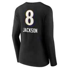Lamar Jackson Baltimore Ravens Women's Team Wordmark Long Sleeve V-Neck T-Shirt Black | NFL