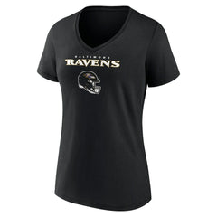Lamar Jackson Baltimore Ravens Women's Team Wordmark Name & Number V-Neck T-Shirt Black | NFL