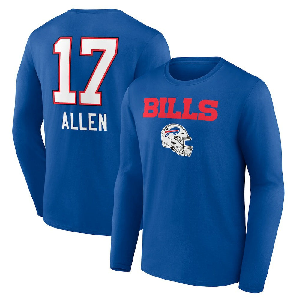 Josh Allen Buffalo Bills Team Wordmark Long Sleeve T-Shirt Royal | NFL