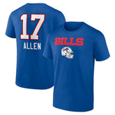 Josh Allen Buffalo Bills Team Wordmark Name & Number T-Shirt Royal | NFL