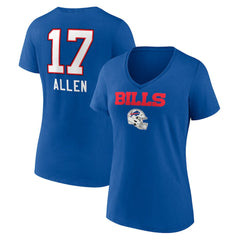 Josh Allen Buffalo Bills Women's Team Wordmark Name & Number V-Neck T-Shirt Royal | NFL