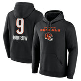 Joe Burrow Cincinnati Bengals Team Wordmark Pullover Hoodie Black | NFL