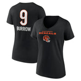 Joe Burrow Cincinnati Bengals Women's Team Wordmark Name & Number V-Neck T-Shirt Black | NFL