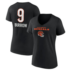 Joe Burrow Cincinnati Bengals Women's Team Wordmark Name & Number V-Neck T-Shirt Black | NFL