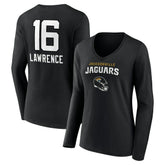 Trevor Lawrence Jacksonville Jaguars Women's Team Wordmark Long Sleeve V-Neck T-Shirt Black | NFL