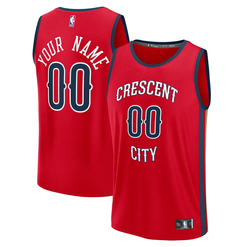 New Orleans Pelicans Fast Break Custom Jersey Statement Edition Red - NBA