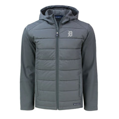 Detroit Tigers Cutter & Buck Big & Tall Evoke Hybrid Eco Softshell Recycled Full-Zip Hoodie - MLB
