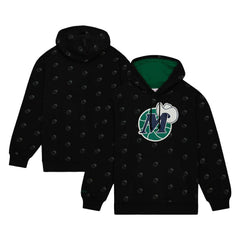 Dallas Mavericks Hardwood Classics Allover Print Pullover Hoodie Black - NBA