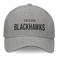Chicago Blackhawks Fanatics Elements A-Frame Leather Strapback Hat - Heather Gray - NHL