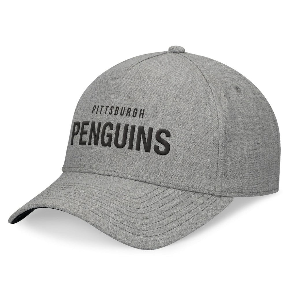 Pittsburgh Penguins Fanatics Elements A-Frame Leather Strapback Hat - Heather Gray - NHL