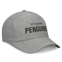 Pittsburgh Penguins Fanatics Elements A-Frame Leather Strapback Hat - Heather Gray - NHL