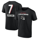 Bijan Robinson Atlanta Falcons Team Wordmark Name & Number T-Shirt Black | NFL