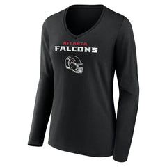 Bijan Robinson Atlanta Falcons Women's Team Wordmark Name & Number Long Sleeve V-Neck T-Shirt Black | NFL