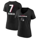 Bijan Robinson Atlanta Falcons Women's Team Wordmark Name & Number V-Neck T-Shirt Black | NFL