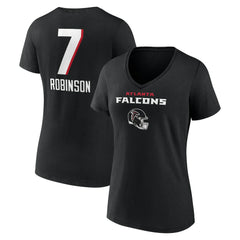 Bijan Robinson Atlanta Falcons Women's Team Wordmark Name & Number V-Neck T-Shirt Black | NFL