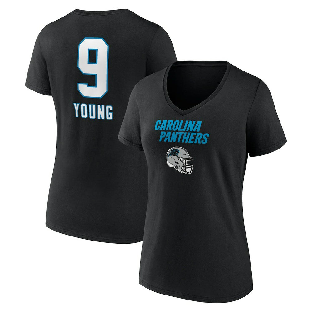 Bryce Young Carolina Panthers Women's Team Wordmark Name & Number V-Neck T-Shirt Black | NFL