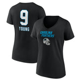 Bryce Young Carolina Panthers Women's Team Wordmark Name & Number V-Neck T-Shirt Black | NFL
