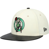 Boston Celtics Faux Leather Visor Two-Tone 59FIFTY Fitted Hat White/Black - NBA