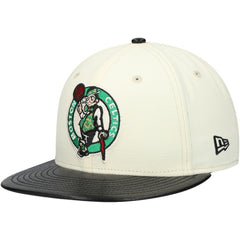 Boston Celtics Faux Leather Visor Two-Tone 59FIFTY Fitted Hat White/Black - NBA