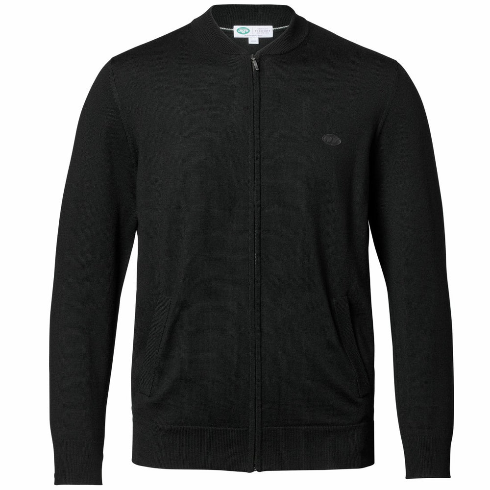 New York Jets Charles Tyrwhitt Merino Full-Zip Sweater Black | NFL