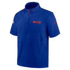 Buffalo Bills 2024 Sideline Coach Short Sleeve Half-Zip Hoodie Jacket Royal | Nike for Sale