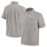Miami Dolphins 2024 Sideline Coach Short Sleeve Half-Zip Hoodie Jacket Gray | Nike for Sale