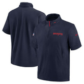 New England Patriots 2024 Sideline Coach Short Sleeve Half-Zip Hoodie Jacket Navy | Nike for Sale