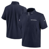 Seattle Seahawks 2024 Sideline Coach Short Sleeve Half-Zip Hoodie Jacket College Navy | Nike for Sale