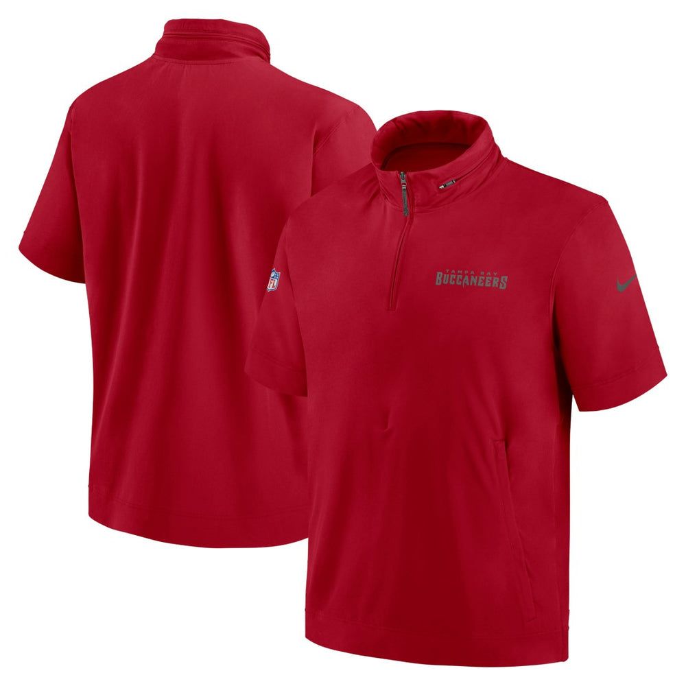 Tampa Bay Buccaneers 2024 Sideline Coach Short Sleeve Half-Zip Hoodie Jacket Red | Nike for Sale
