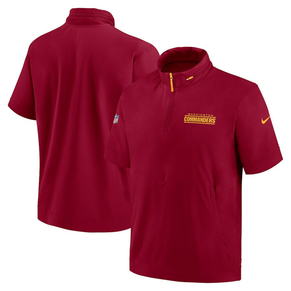 Washington Commanders 2024 Sideline Coach Short Sleeve Half-Zip Hoodie Jacket Burgundy | Nike for Sale