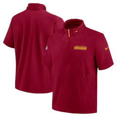 Washington Commanders 2024 Sideline Coach Short Sleeve Half-Zip Hoodie Jacket Burgundy | Nike for Sale