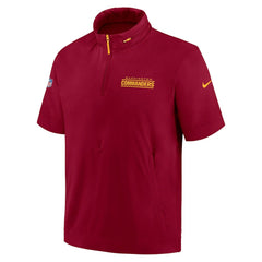 Washington Commanders 2024 Sideline Coach Short Sleeve Half-Zip Hoodie Jacket Burgundy | Nike for Sale