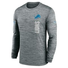 Detroit Lions Sideline Velocity Dri-FIT Long Sleeve T-Shirt Gray | Nike for Sale
