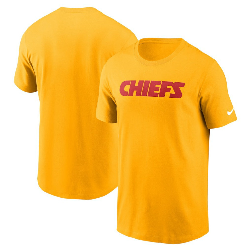 Kansas City Chiefs Primetime Wordmark Essential T-Shirt Gold | Nike for Sale