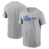 Los Angeles Rams Primetime Wordmark Essential T-Shirt Heather Gray | Nike for Sale