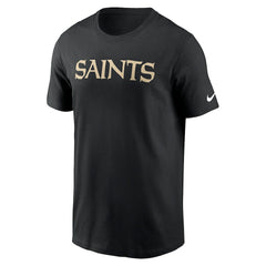 New Orleans Saints Primetime Wordmark Essential T-Shirt Black | Nike for Sale